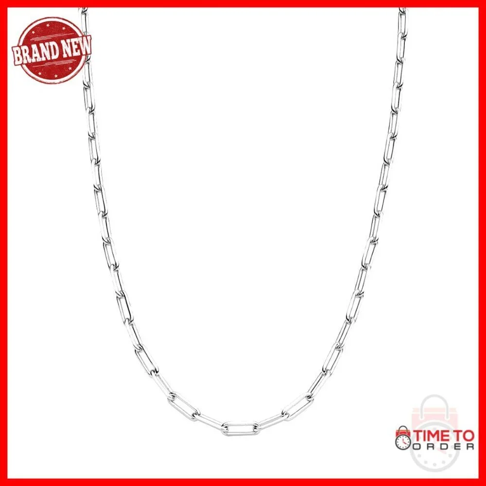 Sterling Silver 2.5mm Paperclip Link Chain Necklace, Unisex Italian Jewelry